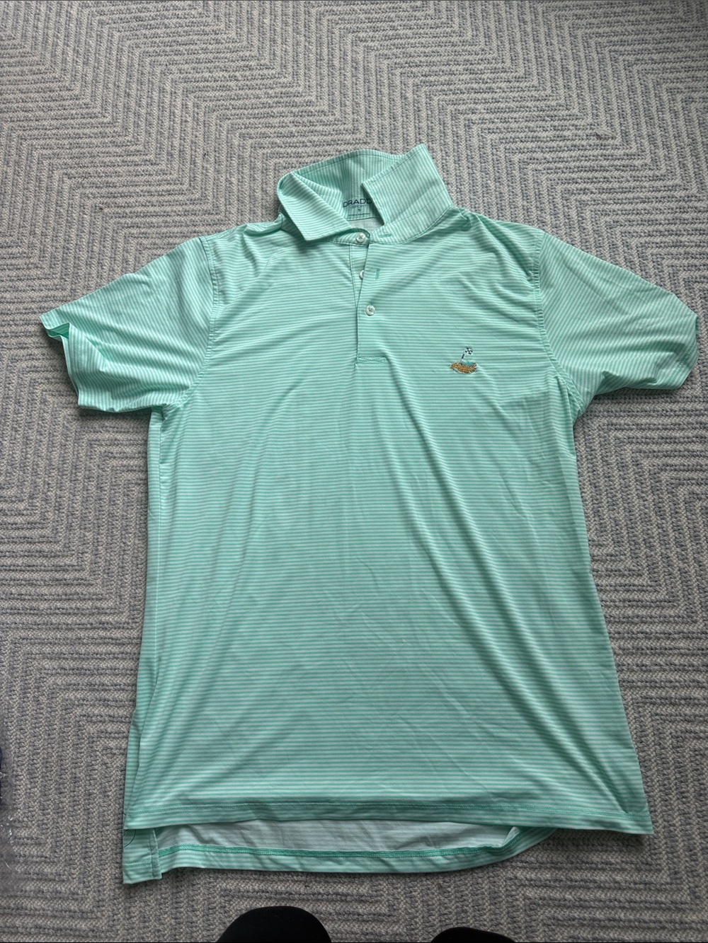Men's “The Masters” Logo Mint Green Striped Polo - Small